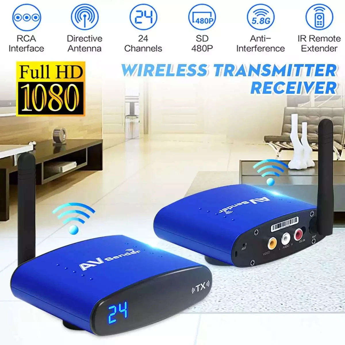 

PAT-535 5.8G Wireless AV Sender TV Audio Video Transmitter Receiver IR Remoter Extender adapter PAT530,Wholesale Free Shipping