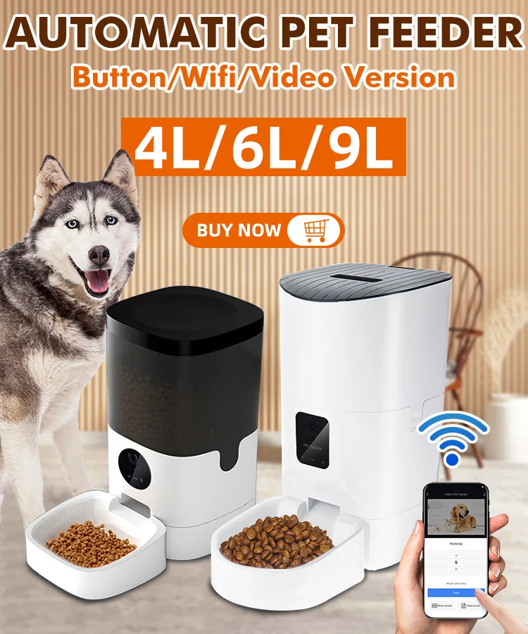 

9L/6L/4L Pet Automatic Feeder Smart Cat Dog Food Dispenser Remote Control Voice Recorder APP Timer Rechargable WiFi Version