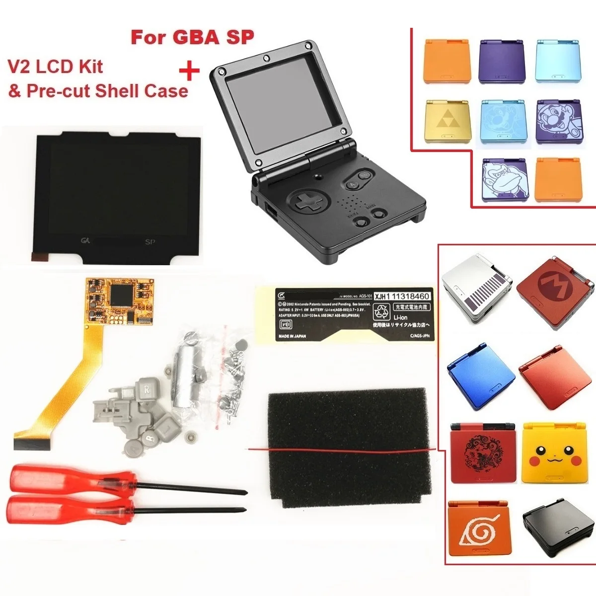 V2 IPS Экран комплекты ЖК экранов для GBA SP Подсветка 5 уровней Яркость Console и нарезана