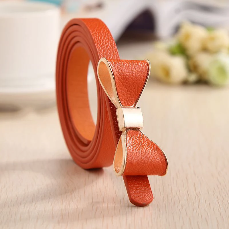 

PU Leather Women Skinny Butterfly Bow Waist Belt Dor Dress Narrow Thin Waistband