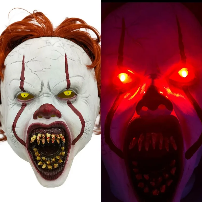 Stephen King's It 2 маска пеннивайза светодиодный парик головной убор ужас Хэллоуин