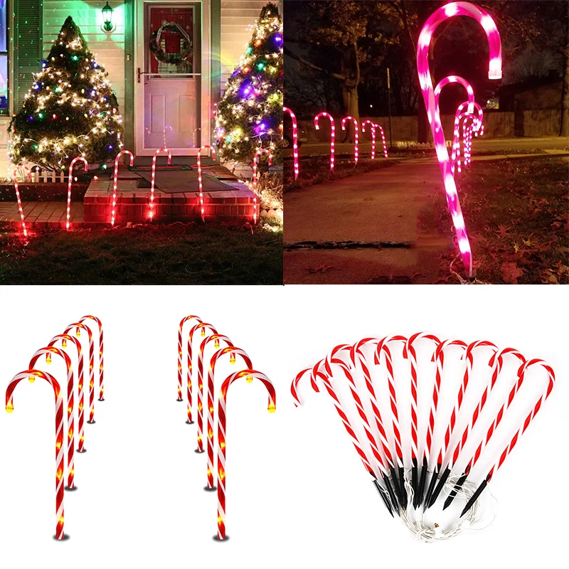 10 шт. рождественский светильник конфетного тростника маркеры набор наружное