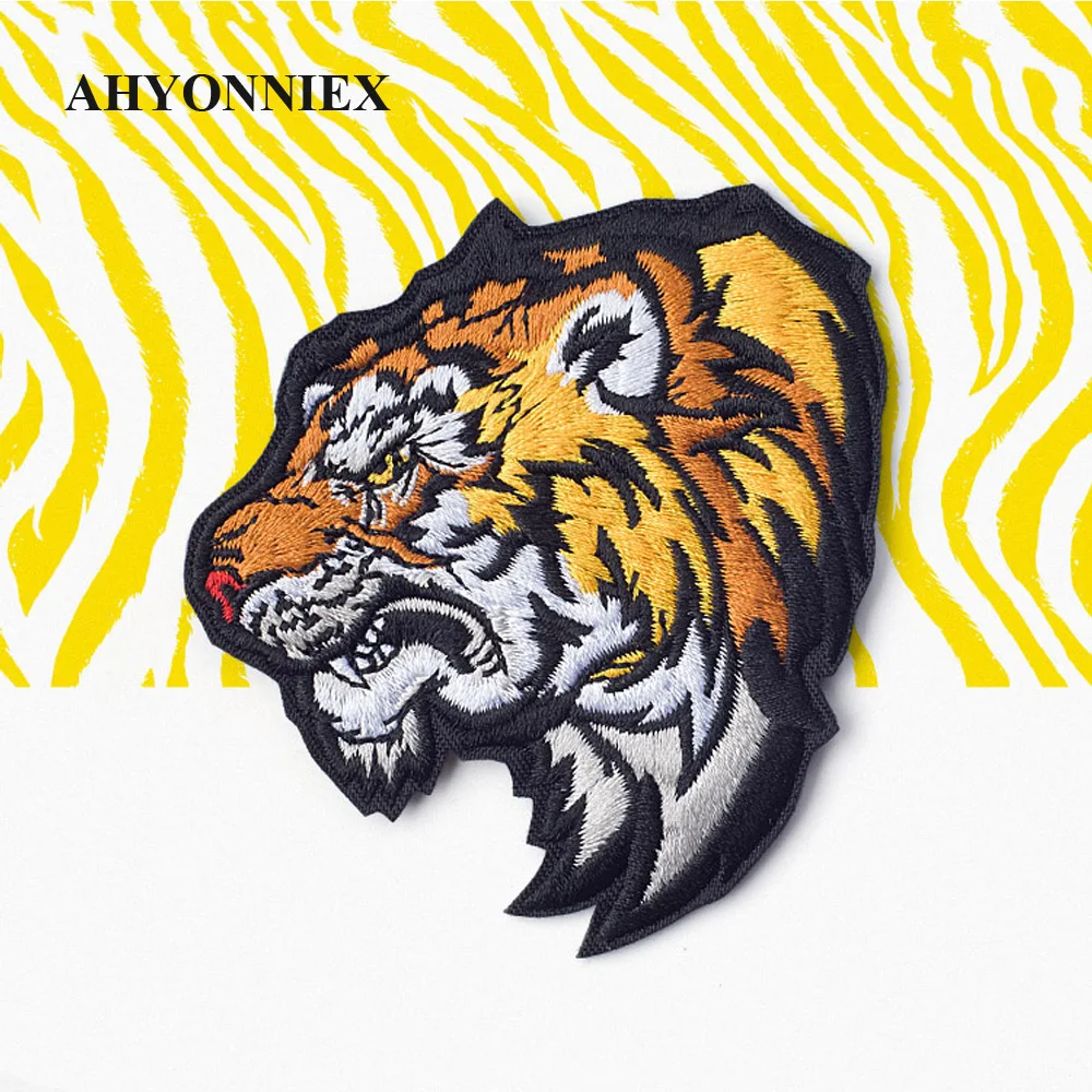 Нашивки AHYONNIEX с вышивкой льва тигра для мальчиков патчи сумок одежды элегантные