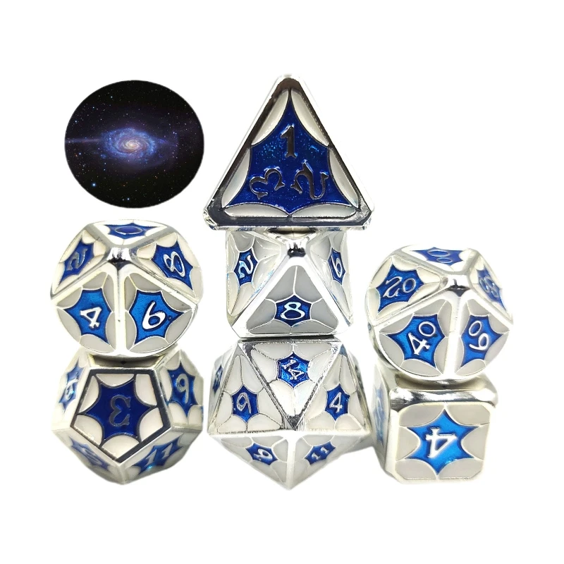 

7 Pcs/Set Alloy Metal Polyhedral Dices D20 D12 D10 D8 D6 D4 for DND RPG MTG Tabl M68D