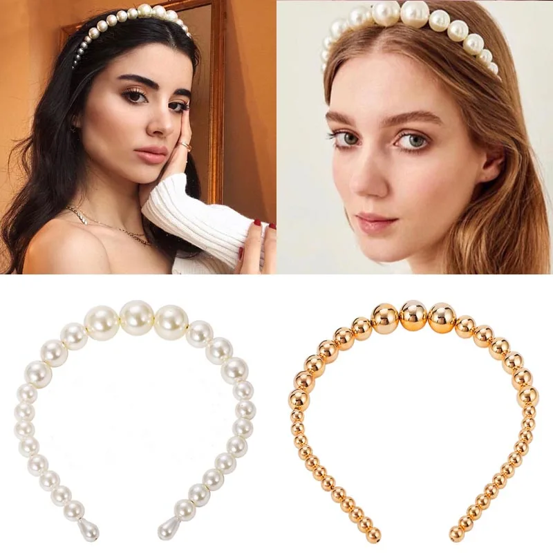 Женский обруч для волос ncmama с жемчужинами и золотым белым медведем в Корейском