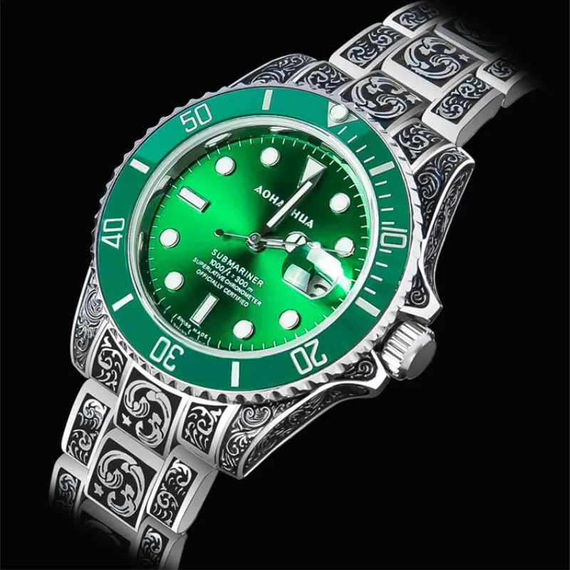 

fashion steampunk carved automatic mechanical men's watch stainless steel waterproof men watches trend luminous male watch