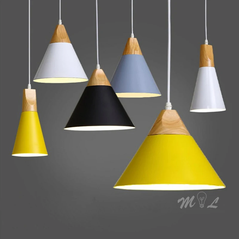 Разноцветная деревянная подвессветильник лампа алюминиевая Подвесная E27