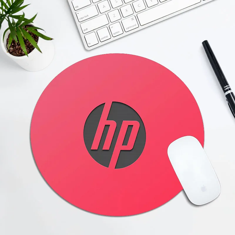 

Small Circular Mousepad With Peripheral Device Logo of HP White Mouse Pad Gamer Keyboard Mat Pc Gamer Complete Varmilo Stitch