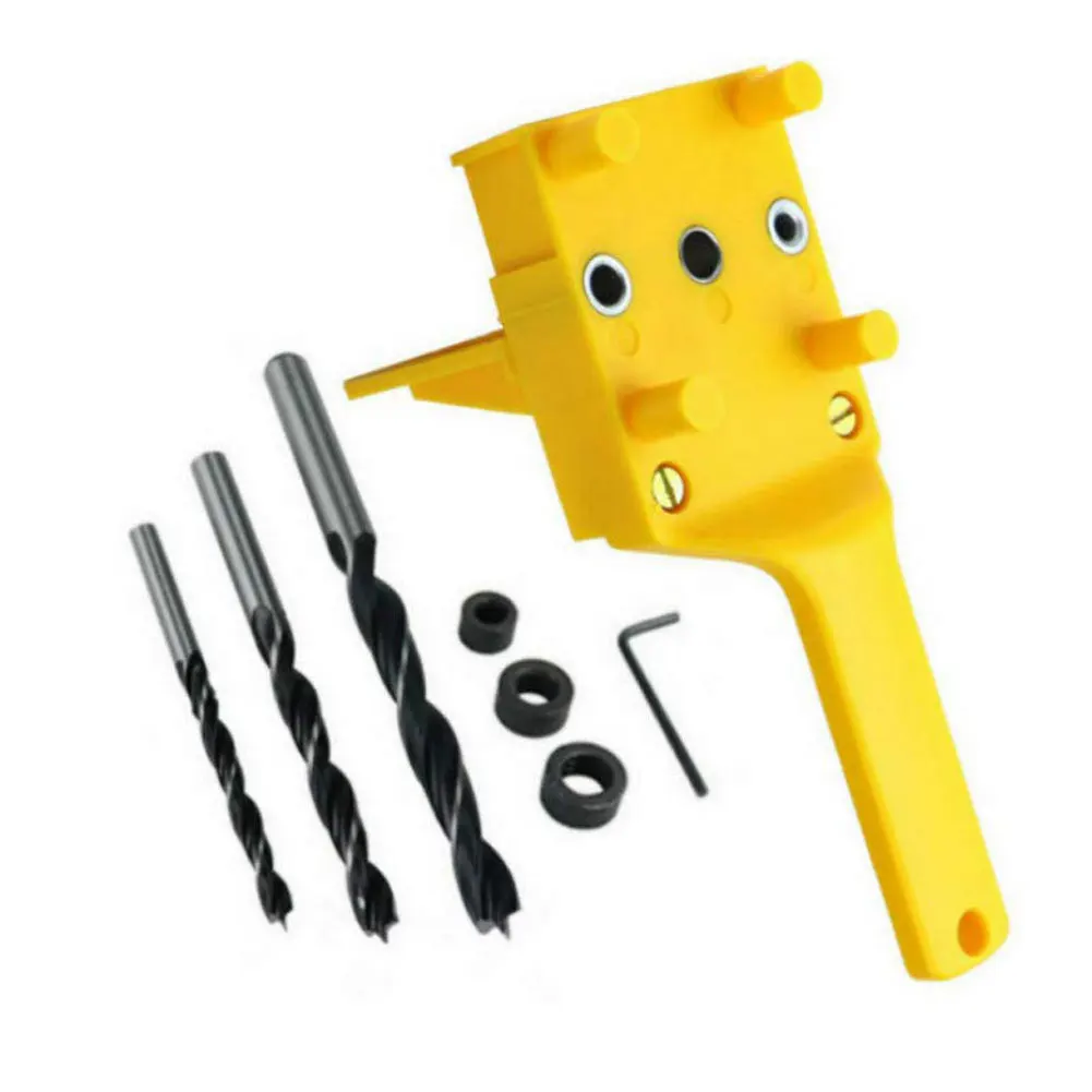 

Wood Doweling Jig Plastic Handheld Pocket Hole Jig System 6/8/10mm Drill Bit Hole Puncher For Carpentry Dowel Joints Dowel Jig