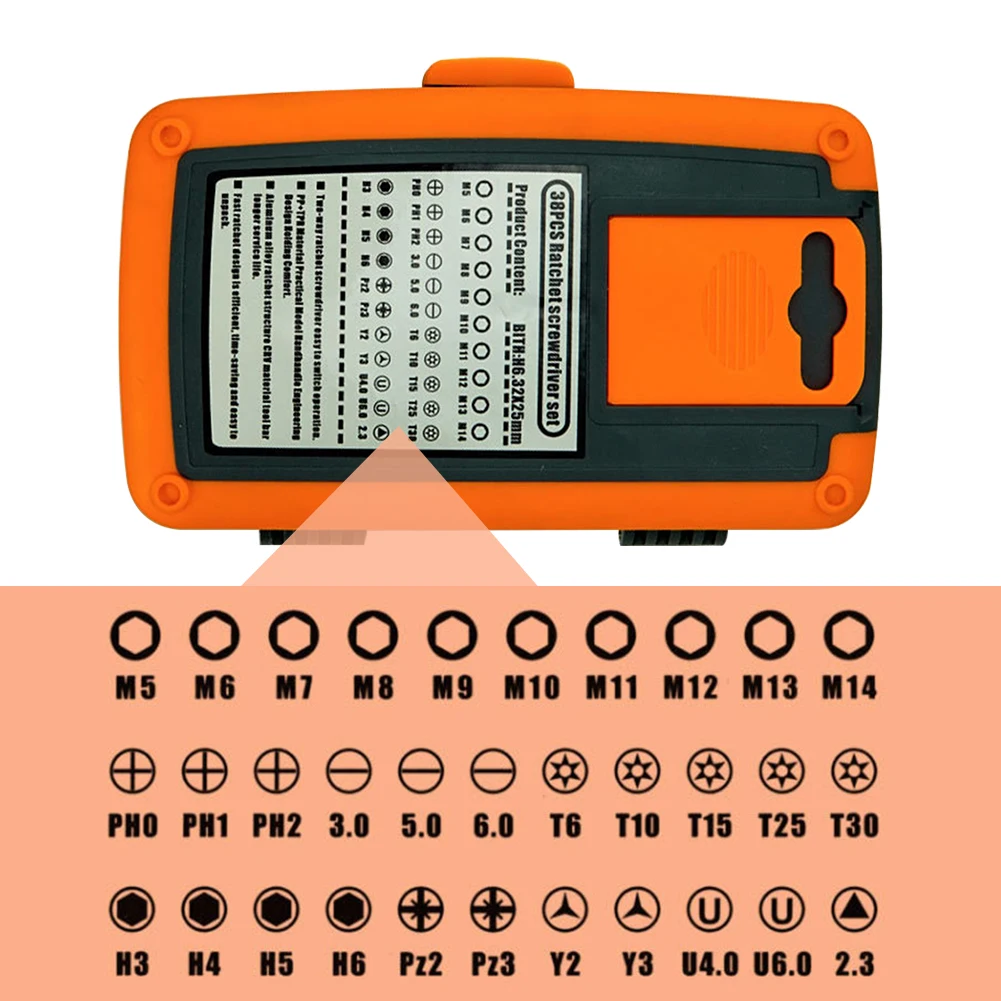 

38 In 1 Portable Extension Rod Chrome Vanadium Steel Ratchet Screwdriver Set With Storage Case High Hardness Ergonomic Grip