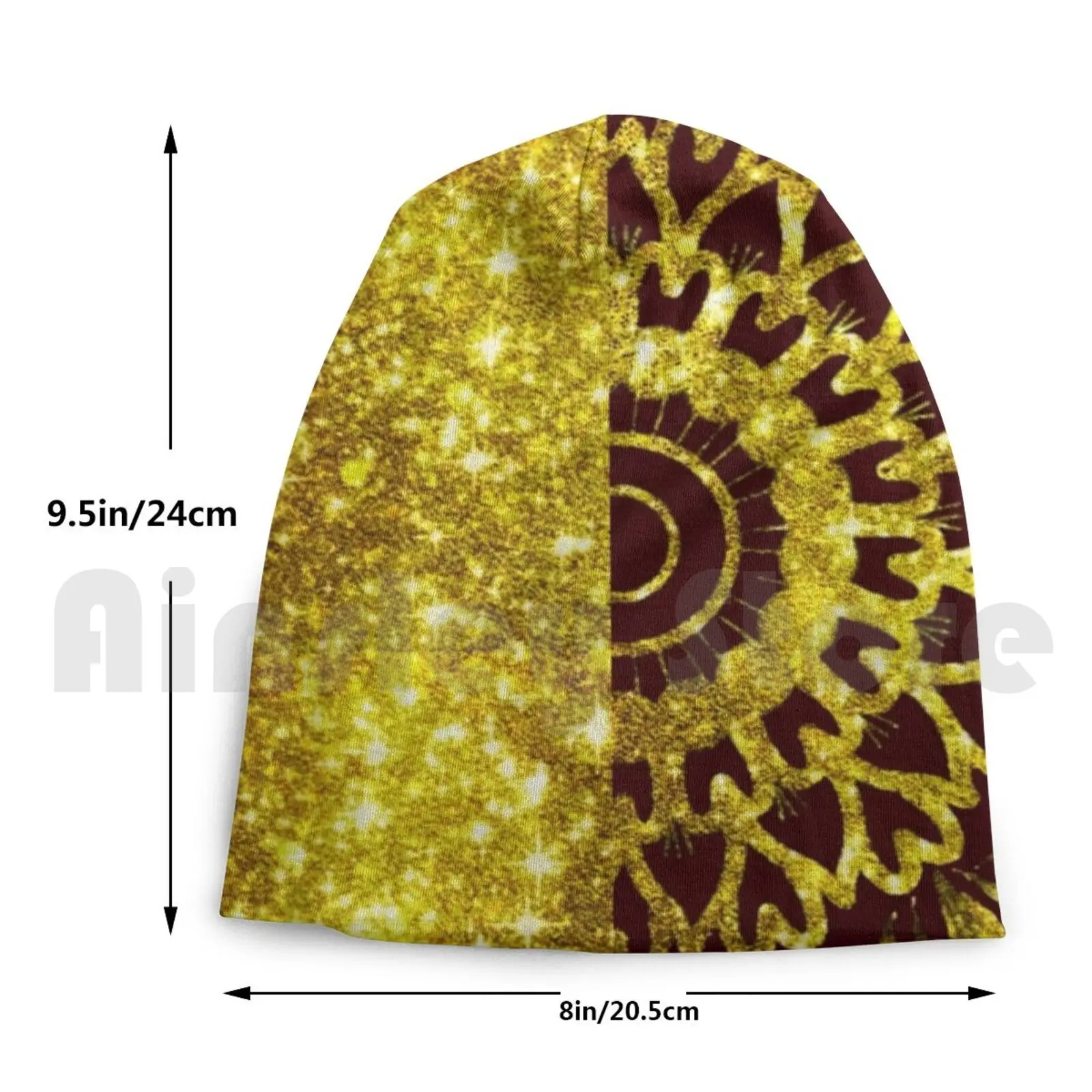 

Golden Shimmery Mandala ( Solid Brown ) Beanies Knit Hat Hip Hop Mandala Mandala Pattern Brown Gold Brown And