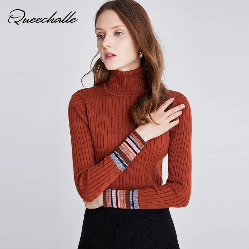 

Женский трикотажный пуловер с высоким воротником, повседневный облегающий свитер с длинным рукавом, карамель, белый, черный, серый, абрикос...