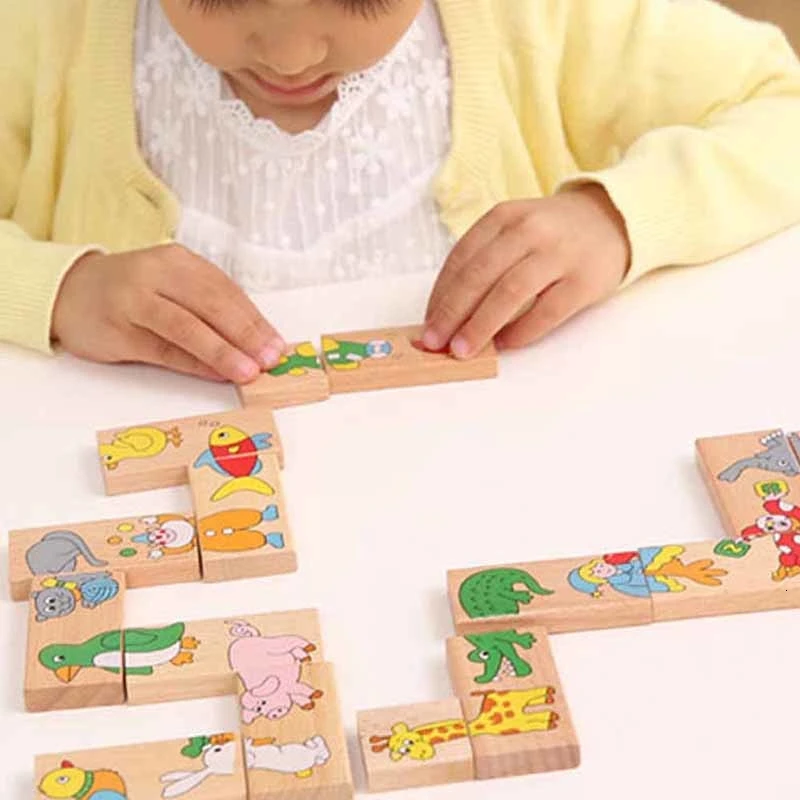 15 шт./компл. Детская игрушка с рисунком животных строительная последовательность