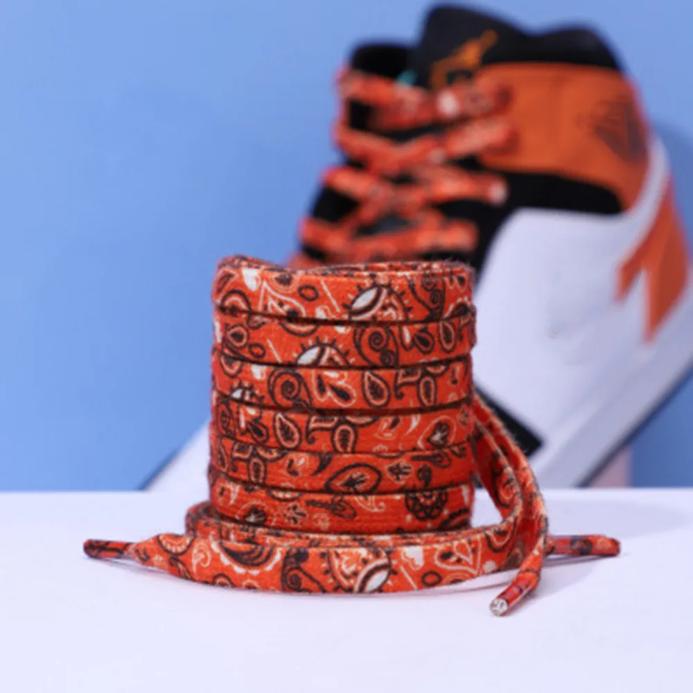 Cashew Flowers Shoelaces 120/140/160 Cm Women Men Red Black Blue Hand-painted Sports Casual Shoes Laces