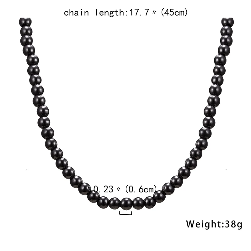 

New Handmade Hematite Bead Necklace For Women Men Keep Health Elastic Rope Black Round Choker Magnetic Jewelry Female Gifts
