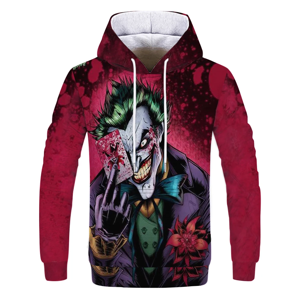 

White sweatshirt men's brand movie clown hoodie 3D printing hoodie hip-hop men's casual funny sportswear clothes Harajuku top