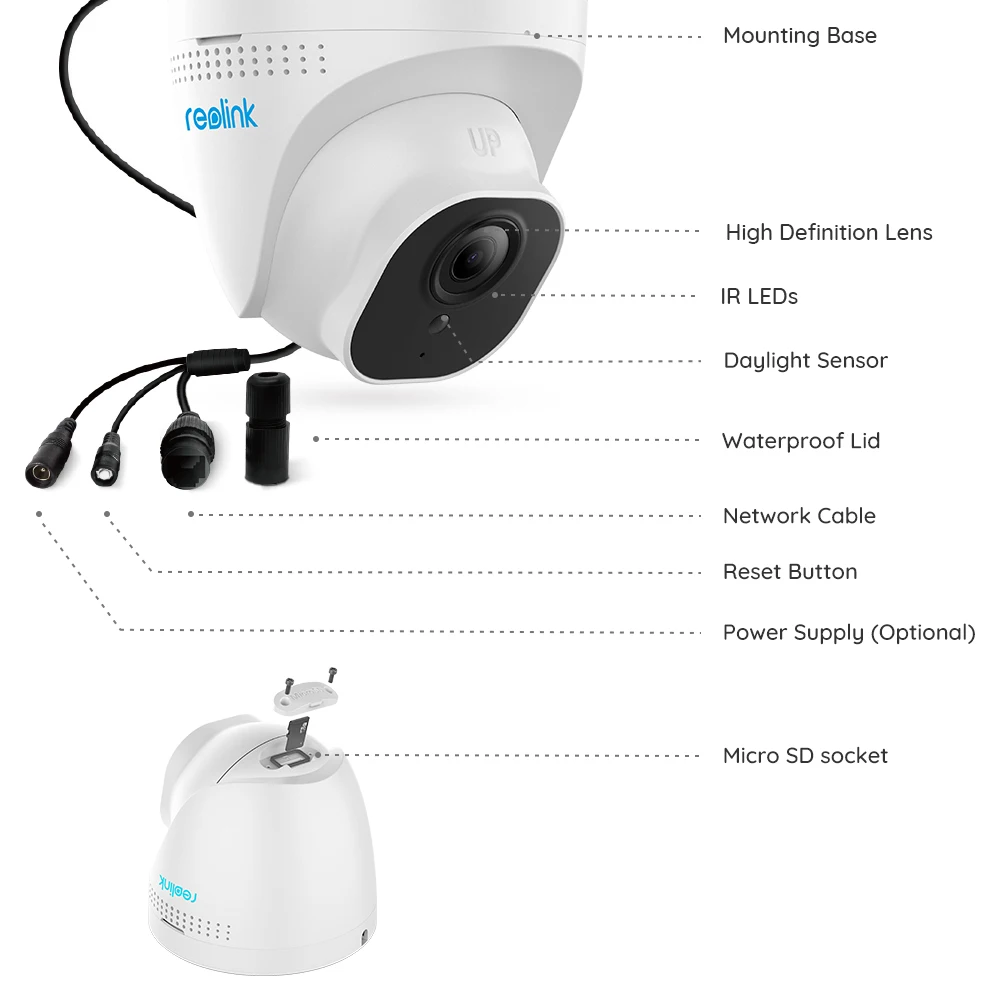 Reolink 5MP PoE IP камера наружная наблюдения со слотом для sd карты всепогодный