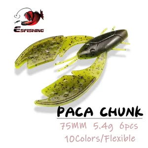 ESFISHING PACA Chunk Craw, 75 мм, 5,4 г, 6 шт., Мягкая приманка для ловли карпа, Спиннер с фидером плавающая приманка