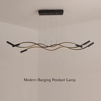 new wave aluminum modern led chandelier for dining room living kitchen room matte black or white color hanging chandelier