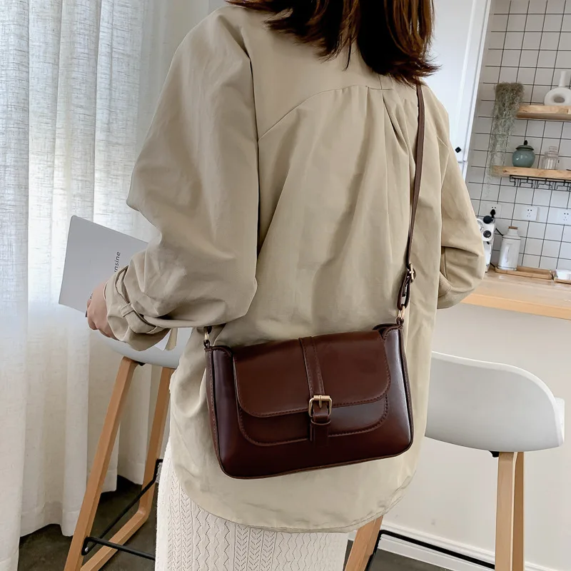 

Shoulder Bag Women's 2021 PU Leather Thread crossbody Baguette Large Travel Brand Trend Fashion Retro Hand Bag