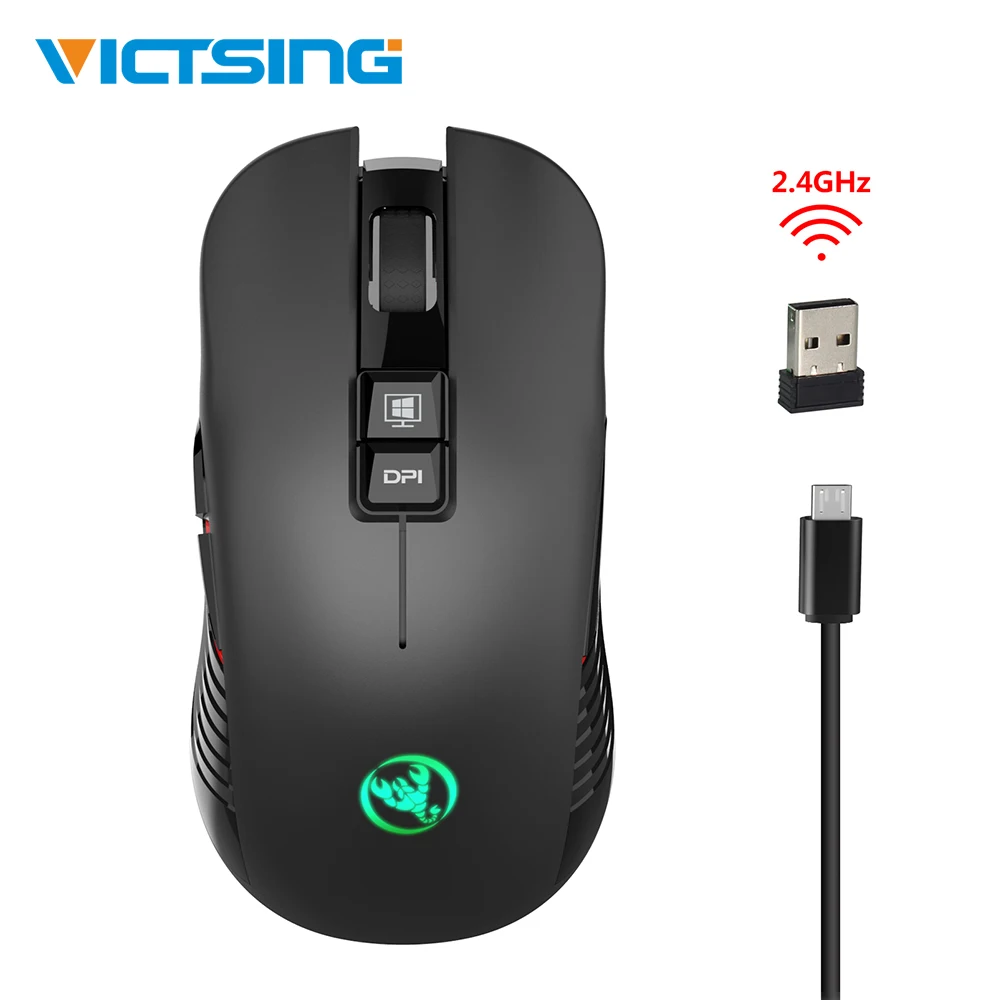 VicTsing TOP 2 4G USB игровая мышь 3600 dpi 4 регулируемый уровень беспроводная с RGB подсветкой