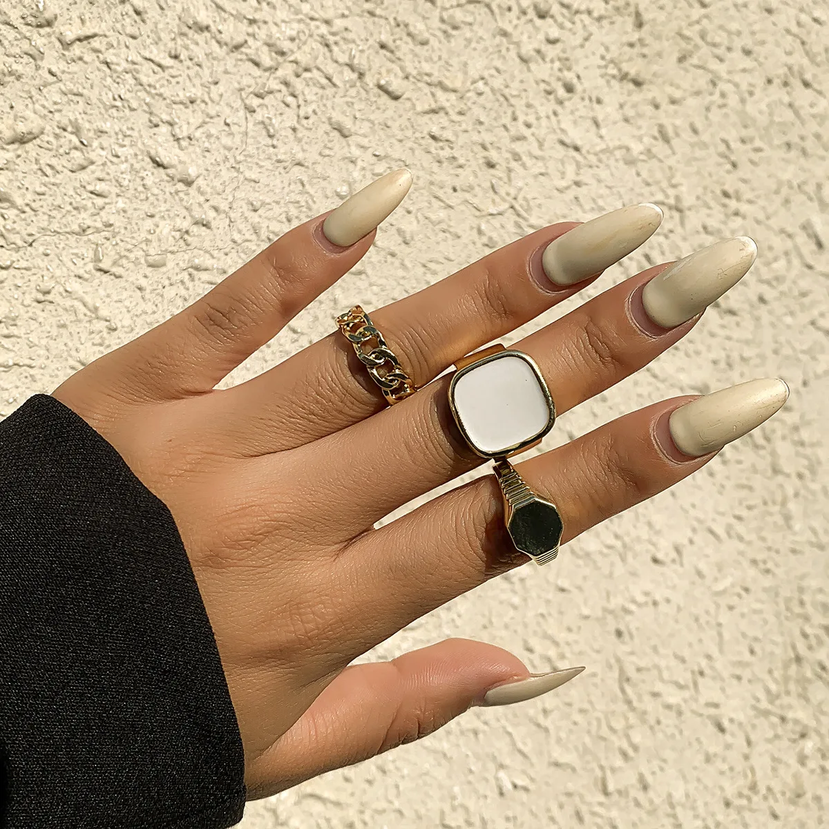 

Hiphop Gold Chain Hollow Rings Set For Women Girls Punk Geometric Simple Finger Rings Party Club Trend Gothic Gold Jewelry Party