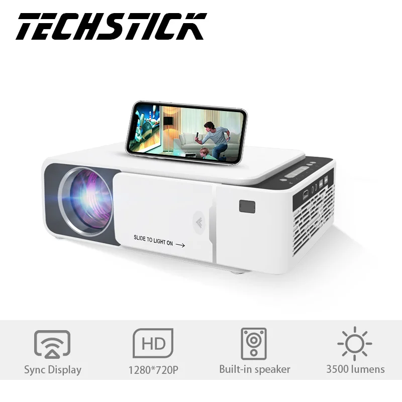 Techstick проектор Full HD 1080P Led зеркальное отображение с разрешением 4K Беспроводной