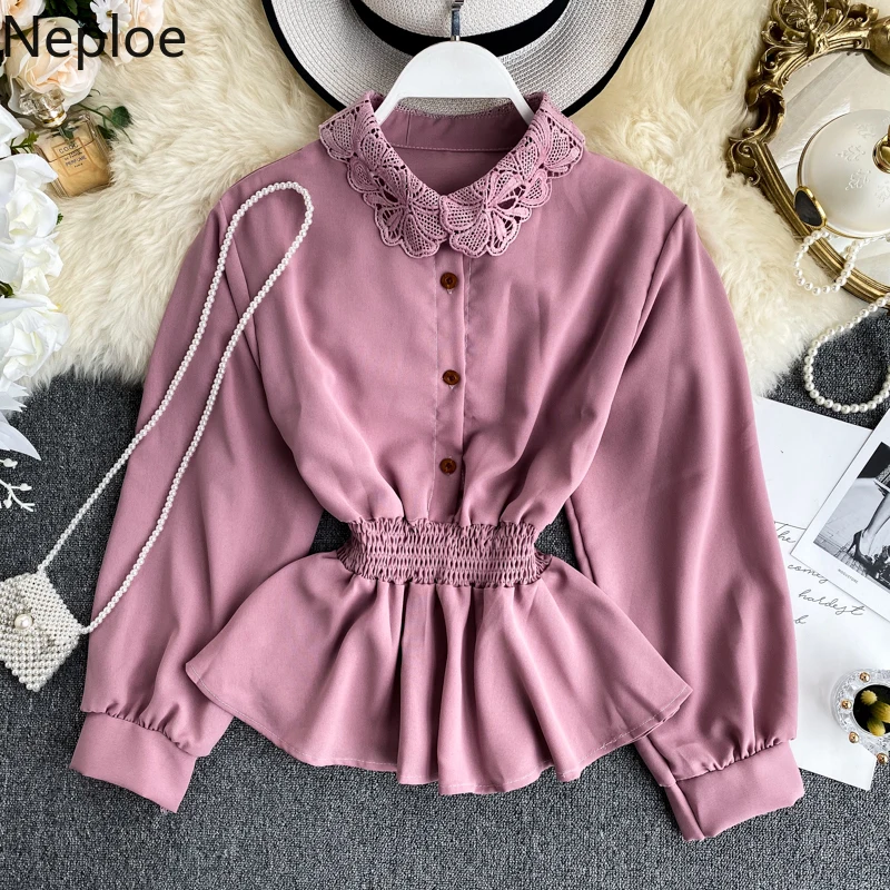 Neploe шикарная кружевная Лоскутная Блузка с отложным воротником осень весна 2020