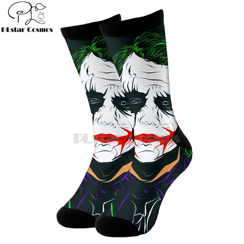 Plstar Cosmos comic dc haha злой Джокер злодей хлопковые носки с 3d принтом из мультфильма высокие носки мужские и женские качественные Joaquin Phoenix-5 - Цвет: 22