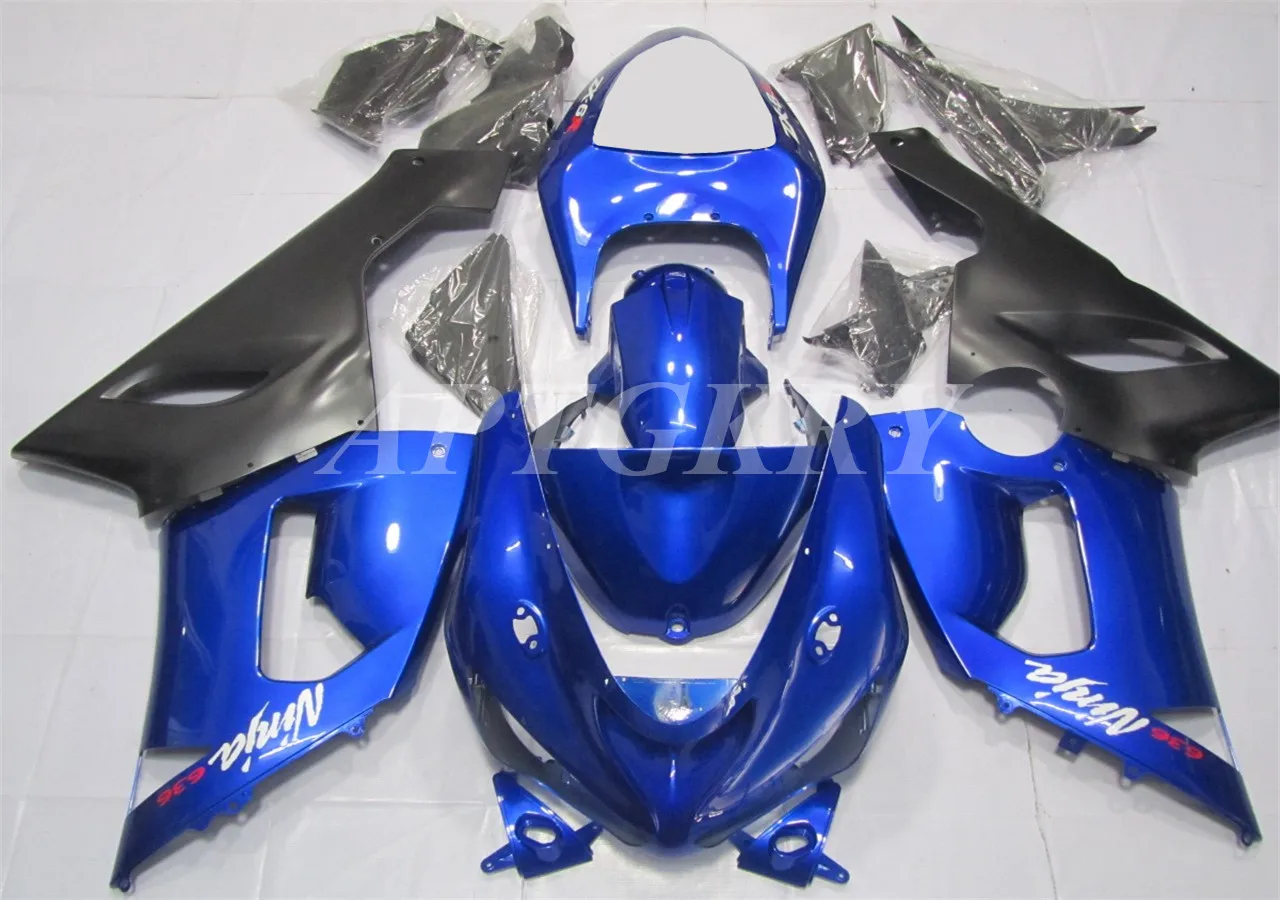 

Новый комплект обтекателей для мотоцикла из АБС-пластика, подходит для Kawasaki Ninja ZX6R 636 ZX-6R 2005 2006, комплект обтекателей под заказ, синий, черный
