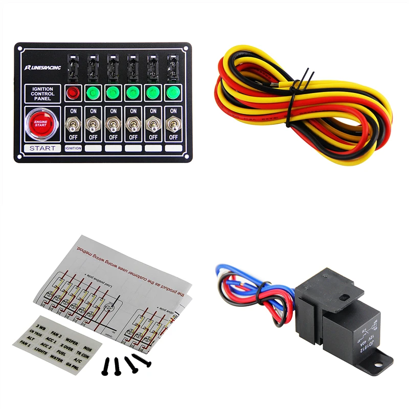 

Racing Switch Panel Race Ignition Accessory Engine Start 6 Switch Lights Fused