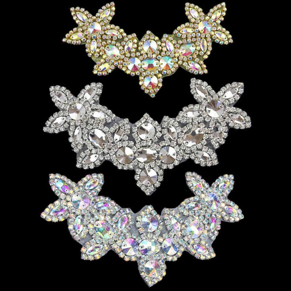 9 Styles Wedding Rhinestone Applique Gold Silver Bridal Beaded Crystal Appliques Patch Iron On For Dresses | Дом и сад