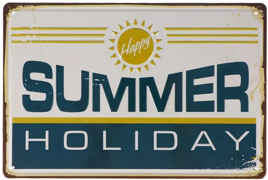 

Metal Wall Sign Simple HOLIDAY Cafe Bar Office Room Art Wall Decoration Retro Style Square Metal Sign 8X12 Inches