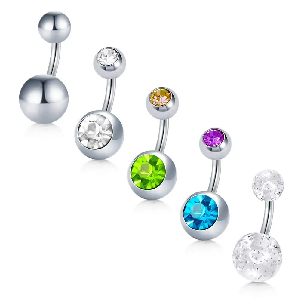 Кольцо для пупка женское из нержавеющей стали 6 мм 5 шт. |