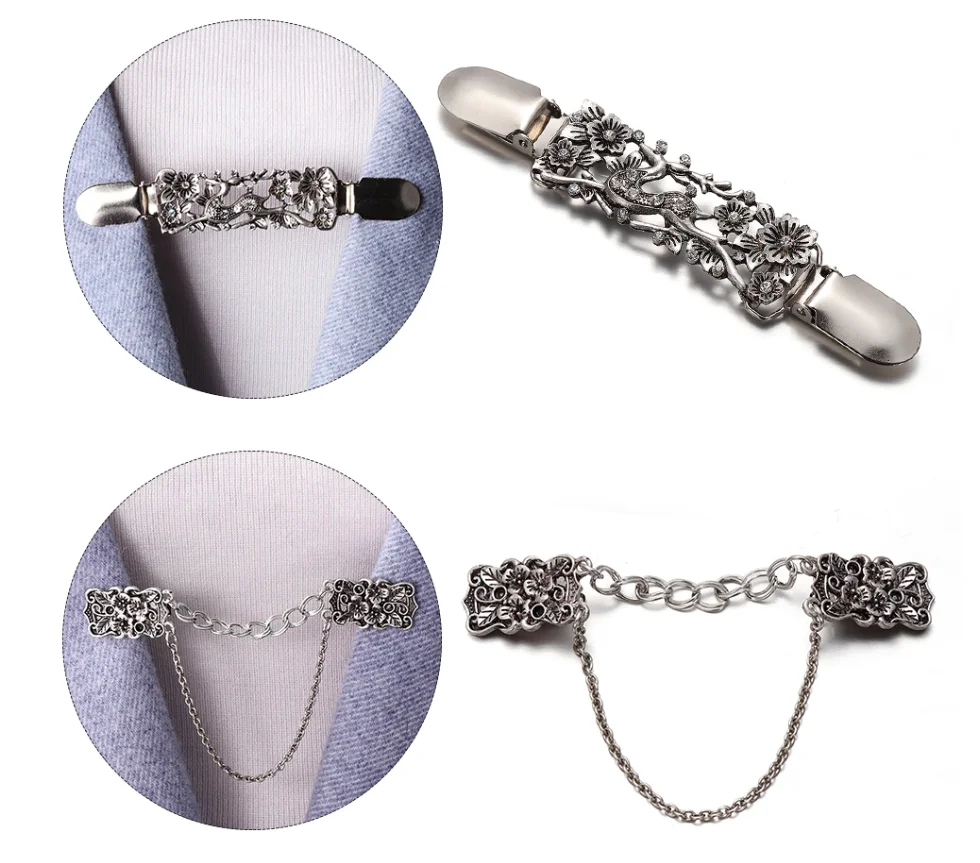 Кристальные соединительные застежки для кардигана зажим воротника винтажная