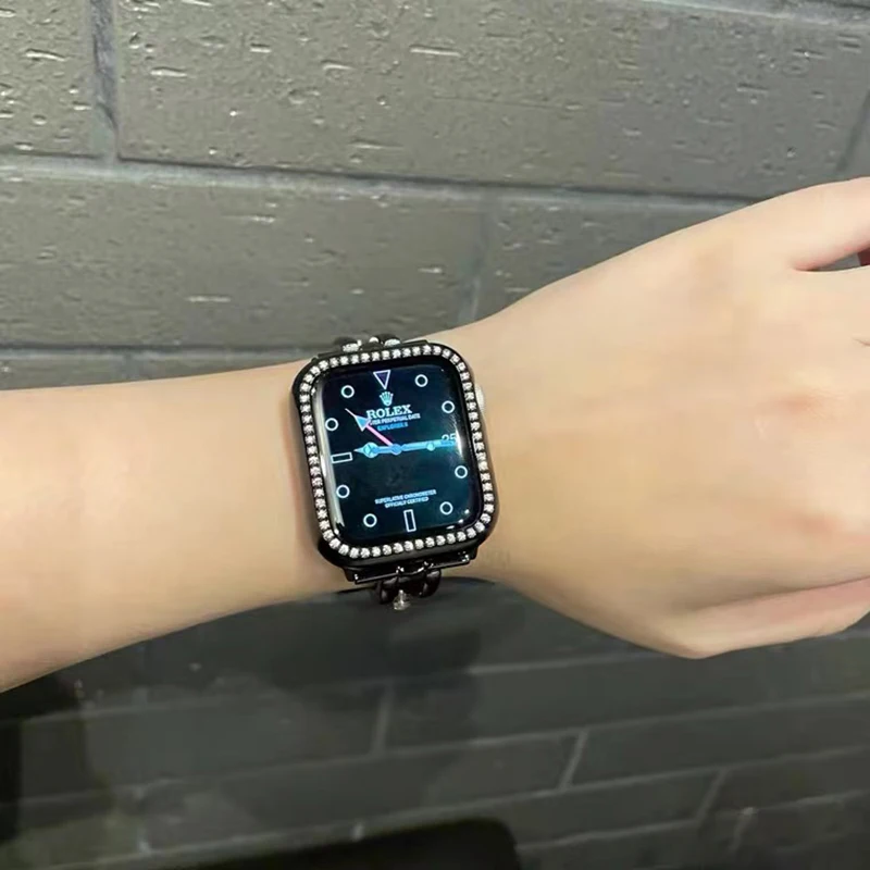 women bling bands for apple watch 6 5 4 SE 40mm 44mm band for iwatch 3 2 1 38mm 42mm Bracelet Stainless Steel Metal shiny strap