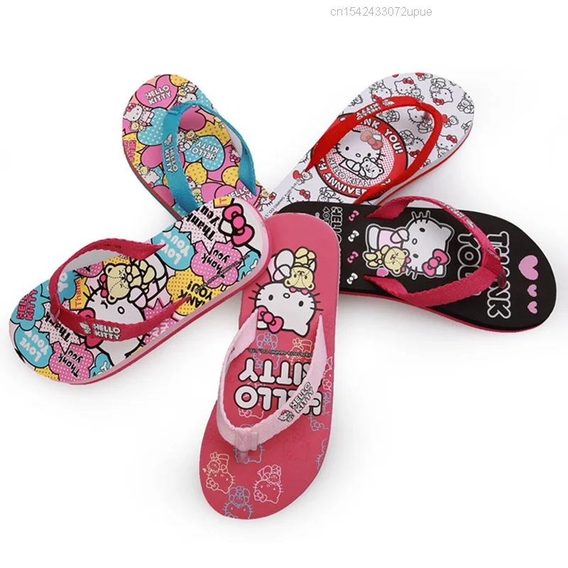 Женские шлепанцы Sanrio Kawaii Y2k розовые Hello Kitty уличные сланцы дамские мюли женская
