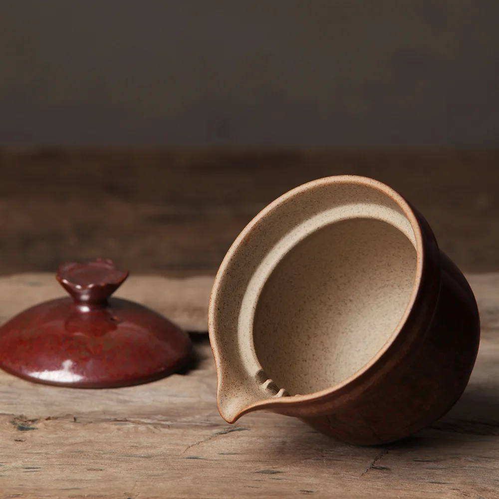 Цзиндэчжэнь железная красная глазурь Старая каменная грязь легко пузырчатая