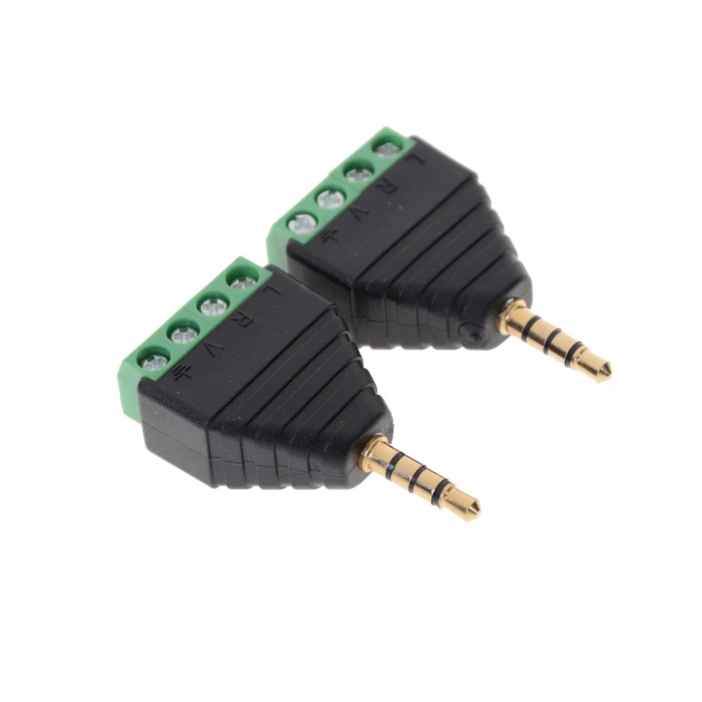 

3.5mm 3ploe 1/8 Inch Stereo Male Plug to AV Screw Video Balun Terminal Jack 3.5 mm Male 3 pin Terminal Block Plug Connector