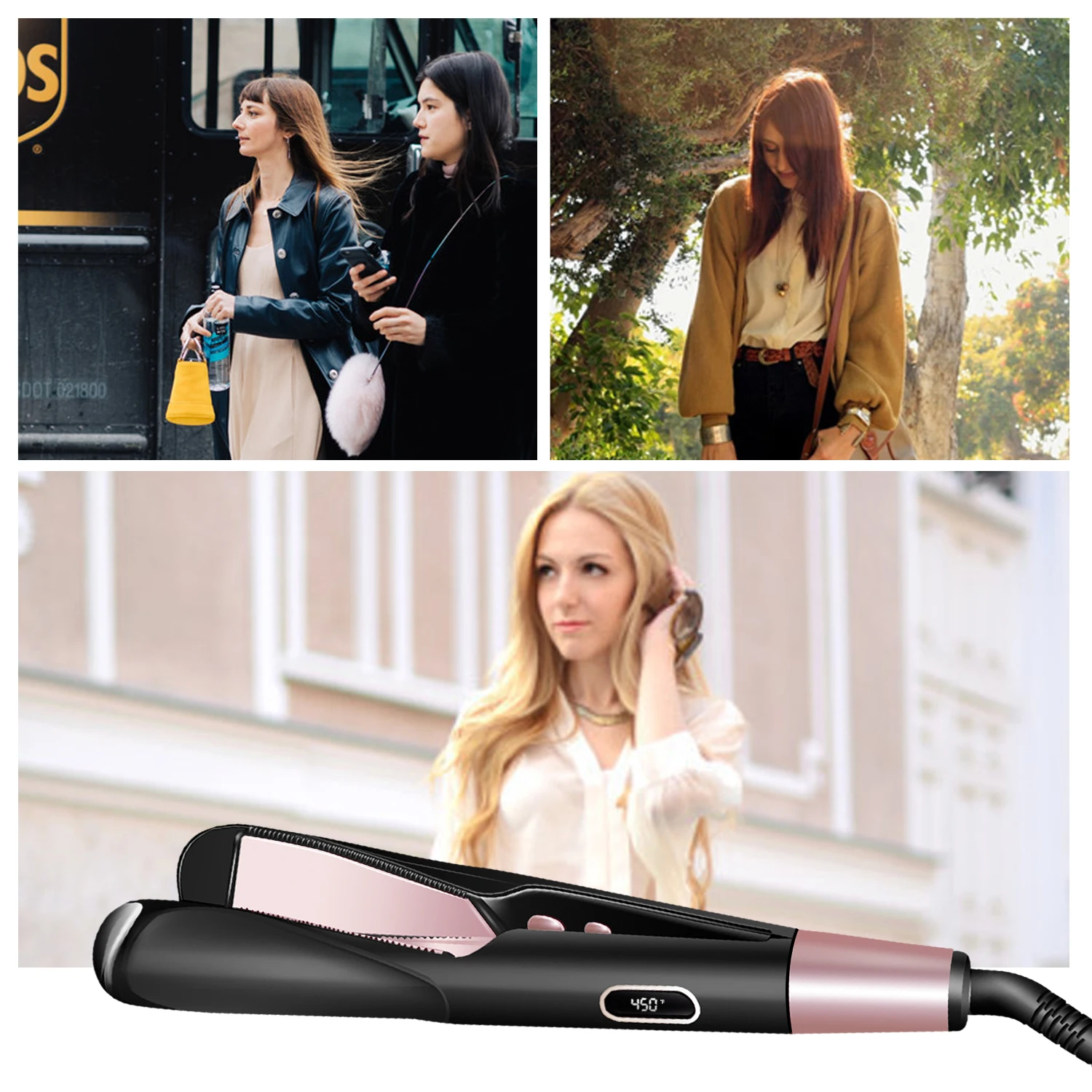 

2 In 1 Straightening&Curling Wavy Hair Ceramic Coated Plate Iron Hairstyle Tool Professional Twisted Flat Iron Hair Straightener