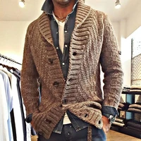 2021 autumn winter new khaki european and american mens sweater button large mens long sleeved knitted cardigan coat