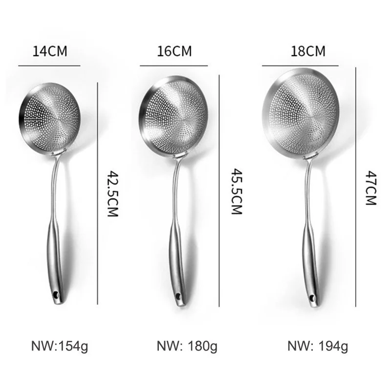 

304 Stainless Steel Skimmer Strainer Colander Mesh Deep Fryer Oil Frying Scoop Noodles Dumpling Sieve Kitchen Tools Kitchenware