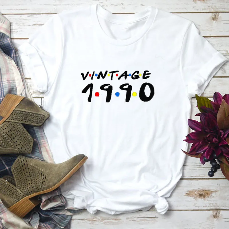 Женская Винтажная футболка из чистого хлопка с коротким рукавом | одежда