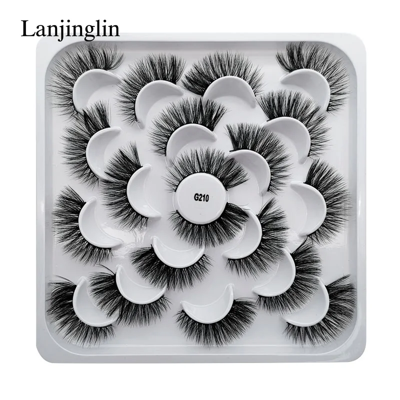 G210 LANJINGLIN 5/7/10 пар в комплекте; искусственный мех 3D норковые ресницы натуральных длинных накладных ресниц объем высокое качество накладные ресницы расширения ресницы «maquiagem» - Цвет: G210