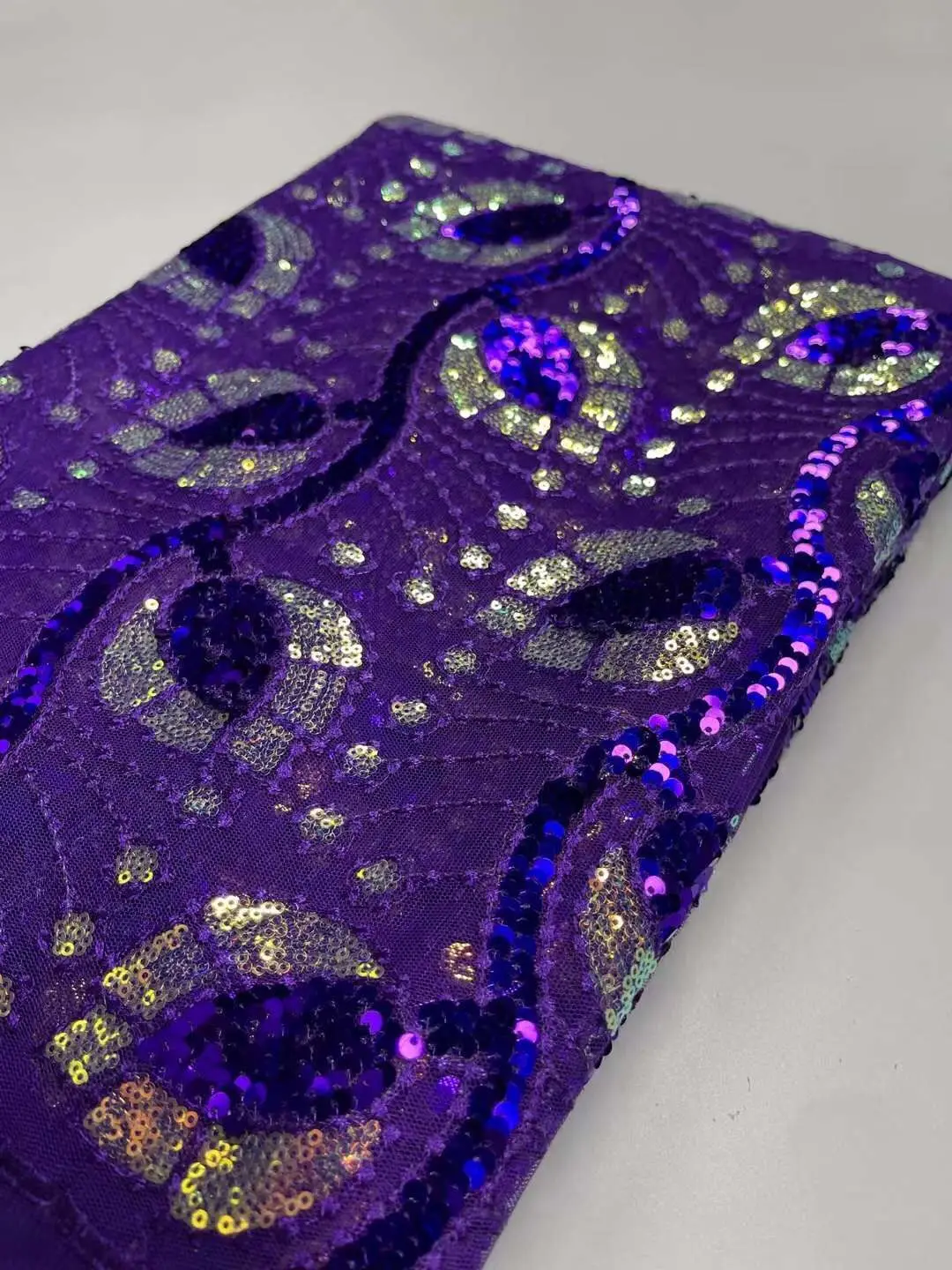 Luxury African Lace Fabric 2021 High Quality Blue Mesh Sequined Wedding Party French Tulle | Дом и сад