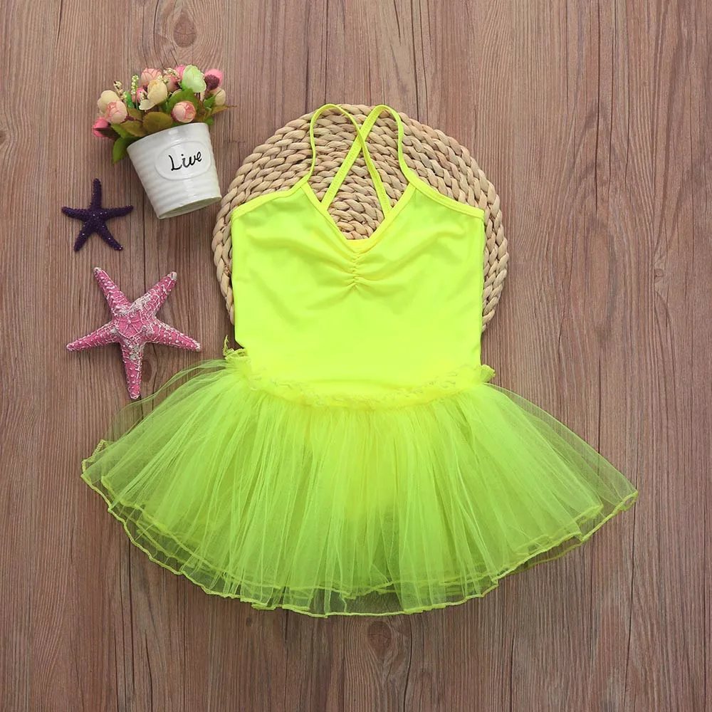 Toddler Girls Ballet Tutu Dress Soild Leotards Strap Sleeveless Gymnastics Swim Suit For Dancing HOOLER | Детская одежда и обувь