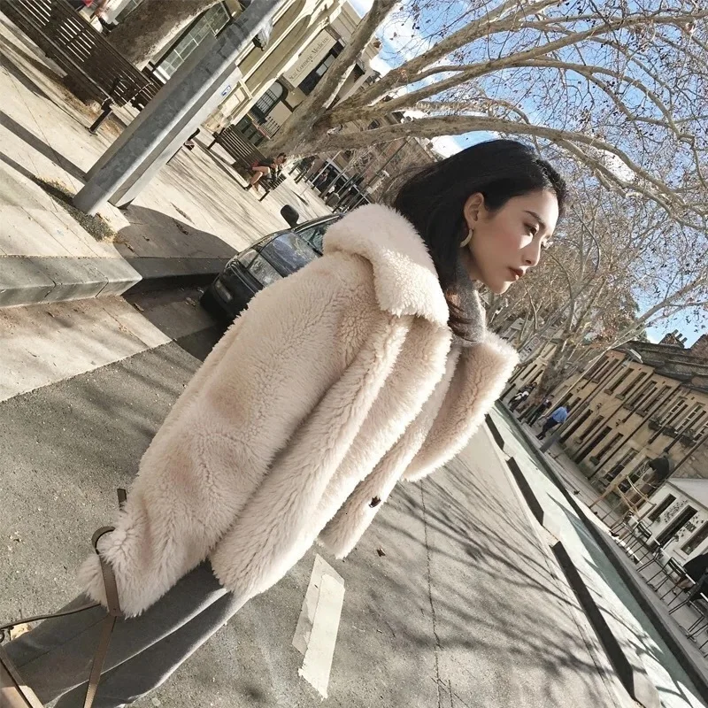 Женская двухсторонняя Меховая куртка из мериносовой овечьей шерсти осенняя