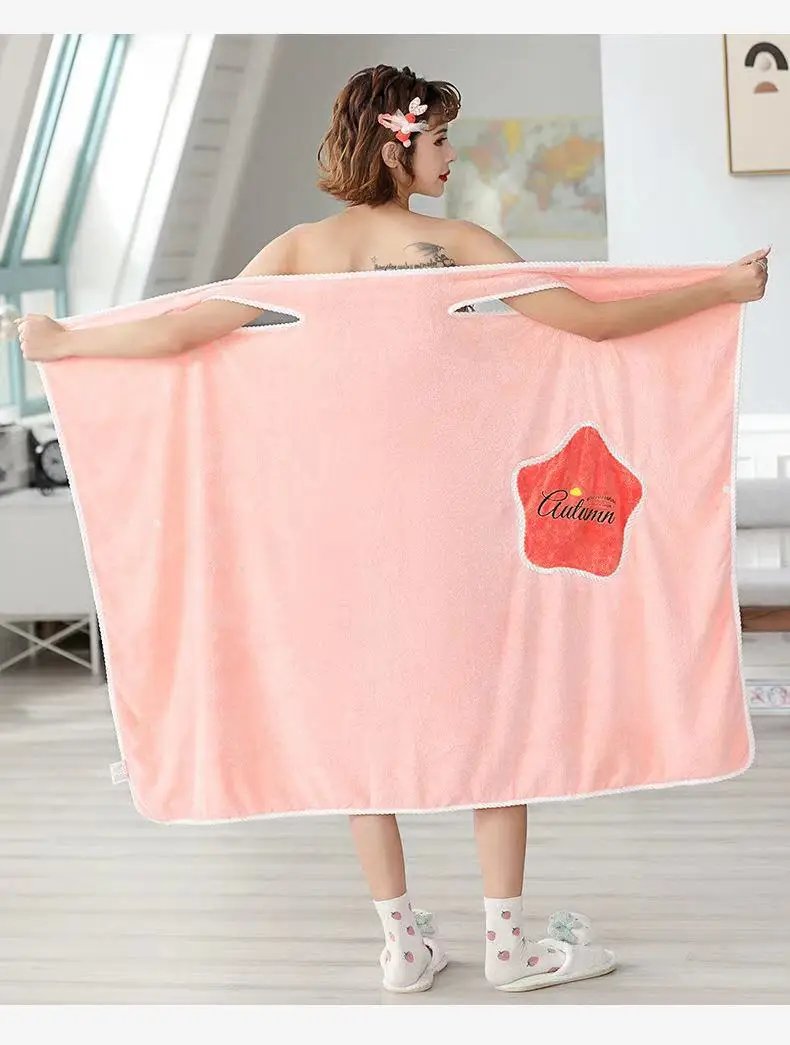 

Beach Wearable Bath Towel Bathrobe Microfiber Towel Beach Beach Towel Soft Absorbent Family Bathroom Female Bathtub and Shower