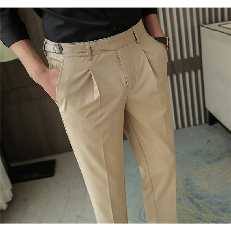 

2021 New Autumn Men Fashion pure Cotton Solid Color Business Suit Pants Men Groom Wedding Dress Suit Pants Mens Trouser 28-36