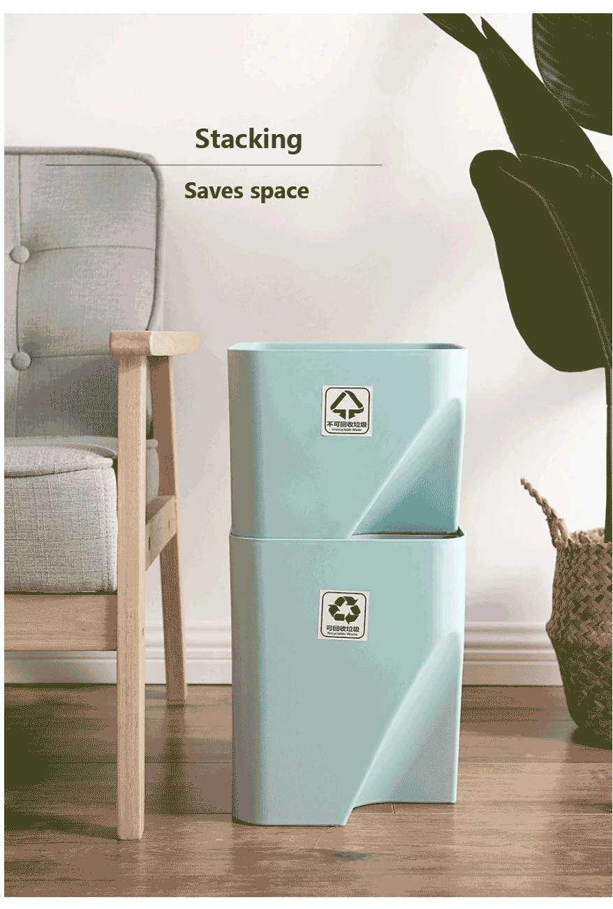 Kitchen Trash Can Stacked Sorting Trash Bin Recycling Bin Household Dry And Wet Separation Waste Bin Rubbish Bin for Bathroom